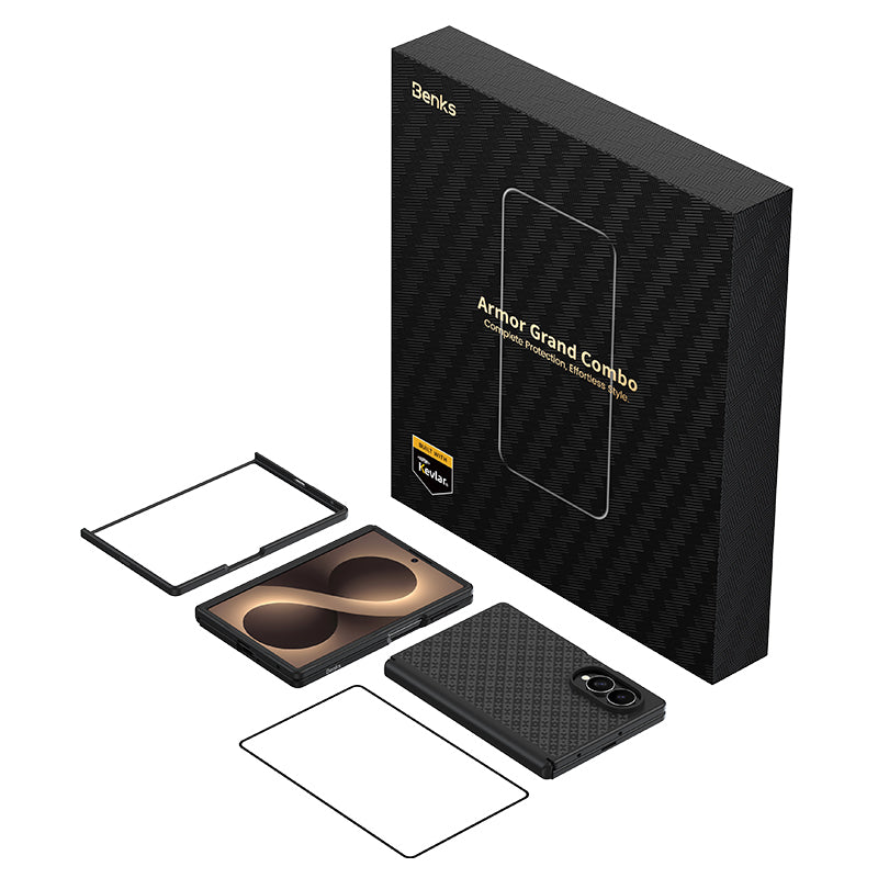Galaxy Z Fold 8 Benks ArmorPro ArmorGrid Grand Combo Üçlü Aksesuar Seti (Ön Arka Kevlar Karbon Kılıf + Ekran Koruyucu)