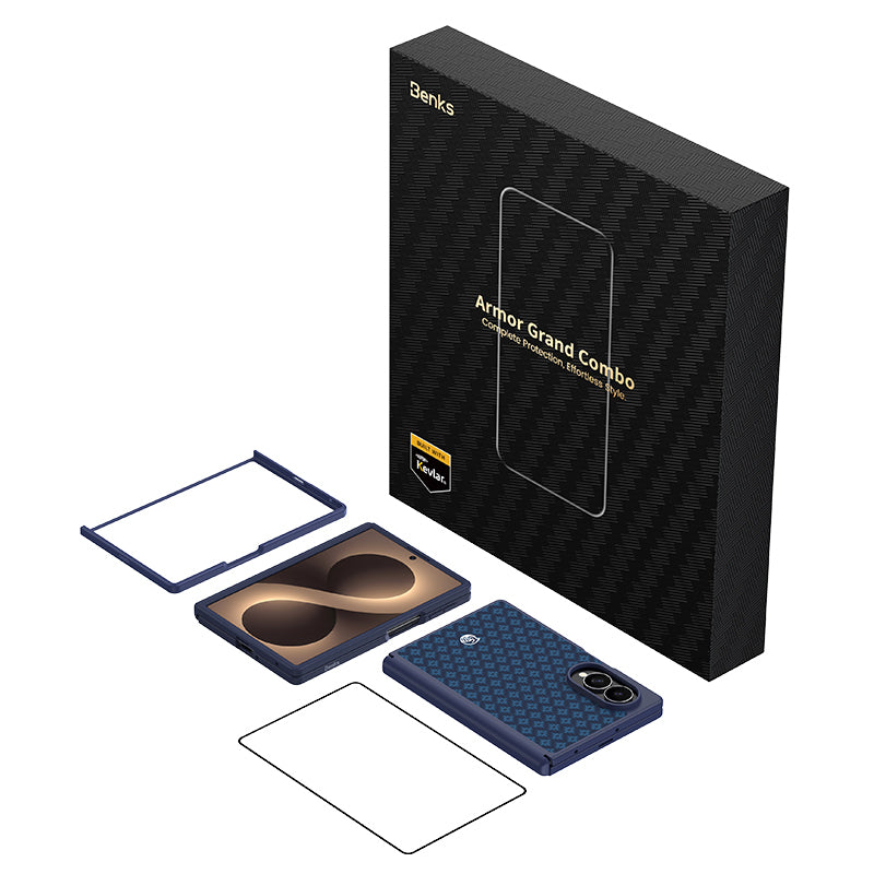 Galaxy Z Fold 8 Benks ArmorPro ArmorGrid Grand Combo Üçlü Aksesuar Seti (Ön Arka Kevlar Karbon Kılıf + Ekran Koruyucu)