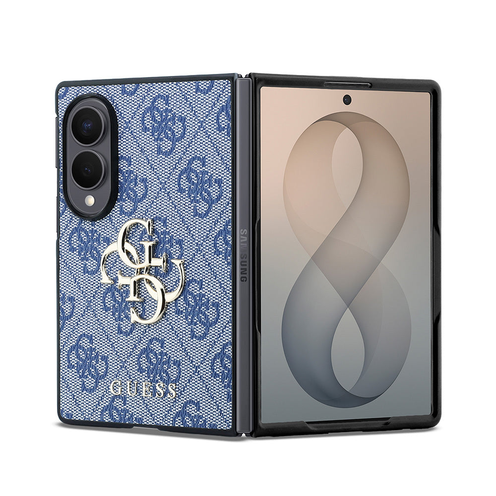 Galaxy Z Fold 8 Kılıf Guess Orijinal Lisanslı 4G Desenli Metal Büyük 4G ve Yazı Logolu Kılıf