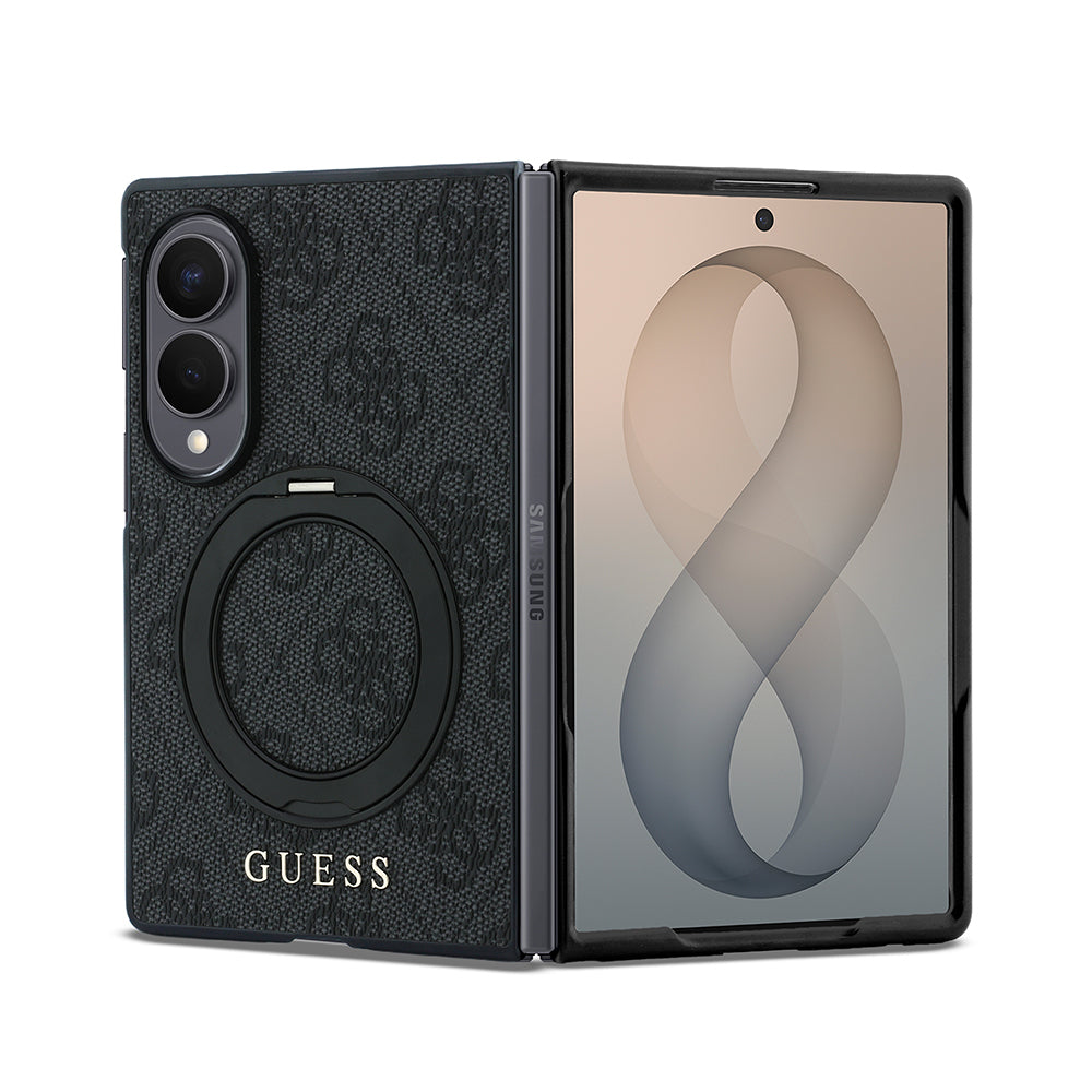 Galaxy Z Fold 8 Kılıf Guess Orijinal Lisanslı M-safe Şarj Özellikli 360 Derece Dönebilen Standlı PU Metal Logolu Kılıf