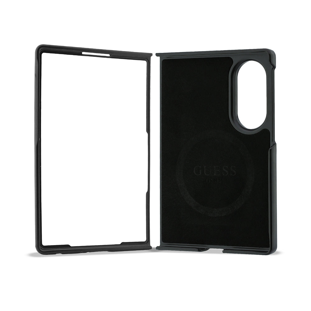 Galaxy Z Fold 8 Kılıf Guess Orijinal Lisanslı M-safe Şarj Özellikli 360 Derece Dönebilen Standlı PU Metal Logolu Kılıf