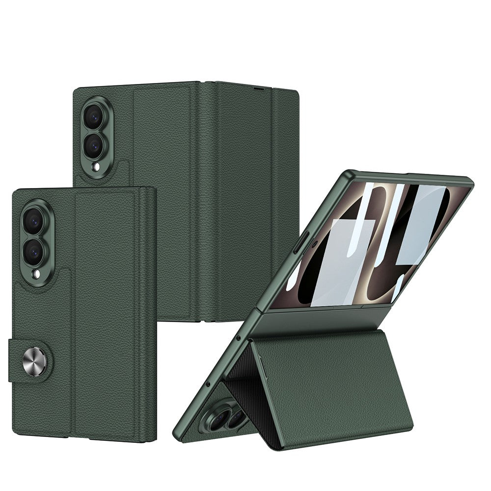 Galaxy Z Fold 8 Kılıf Karbon Fiber Tasarımlı Magnetik Tokalı Kartlıklı Zore Kıpta Zegna Kılıf