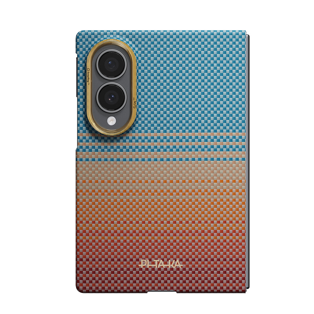 Galaxy Z Fold 8 Kılıf M-safe Şarj Özellikli Aramid Karbon Fiber Pitaka Sunset 2.0 California Dream Serisi Kılıf