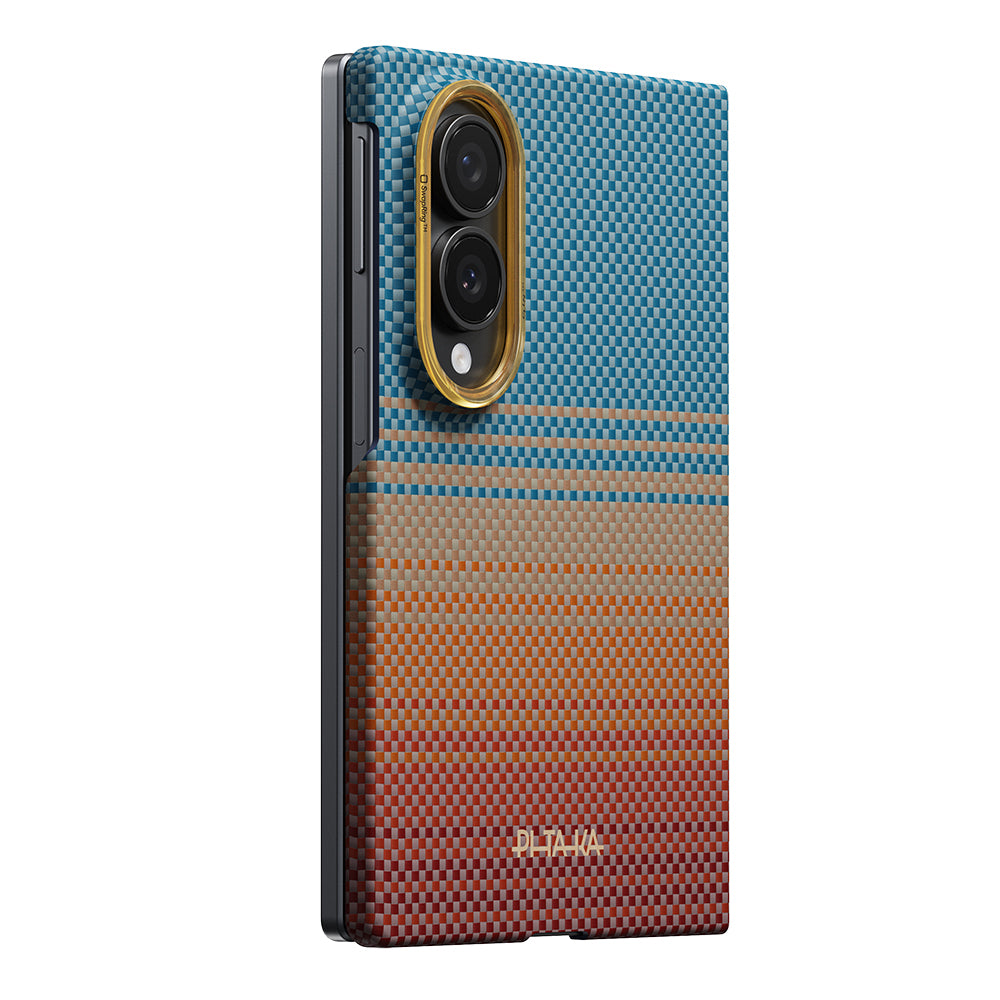 Galaxy Z Fold 8 Kılıf M-safe Şarj Özellikli Aramid Karbon Fiber Pitaka Sunset 2.0 California Dream Serisi Kılıf