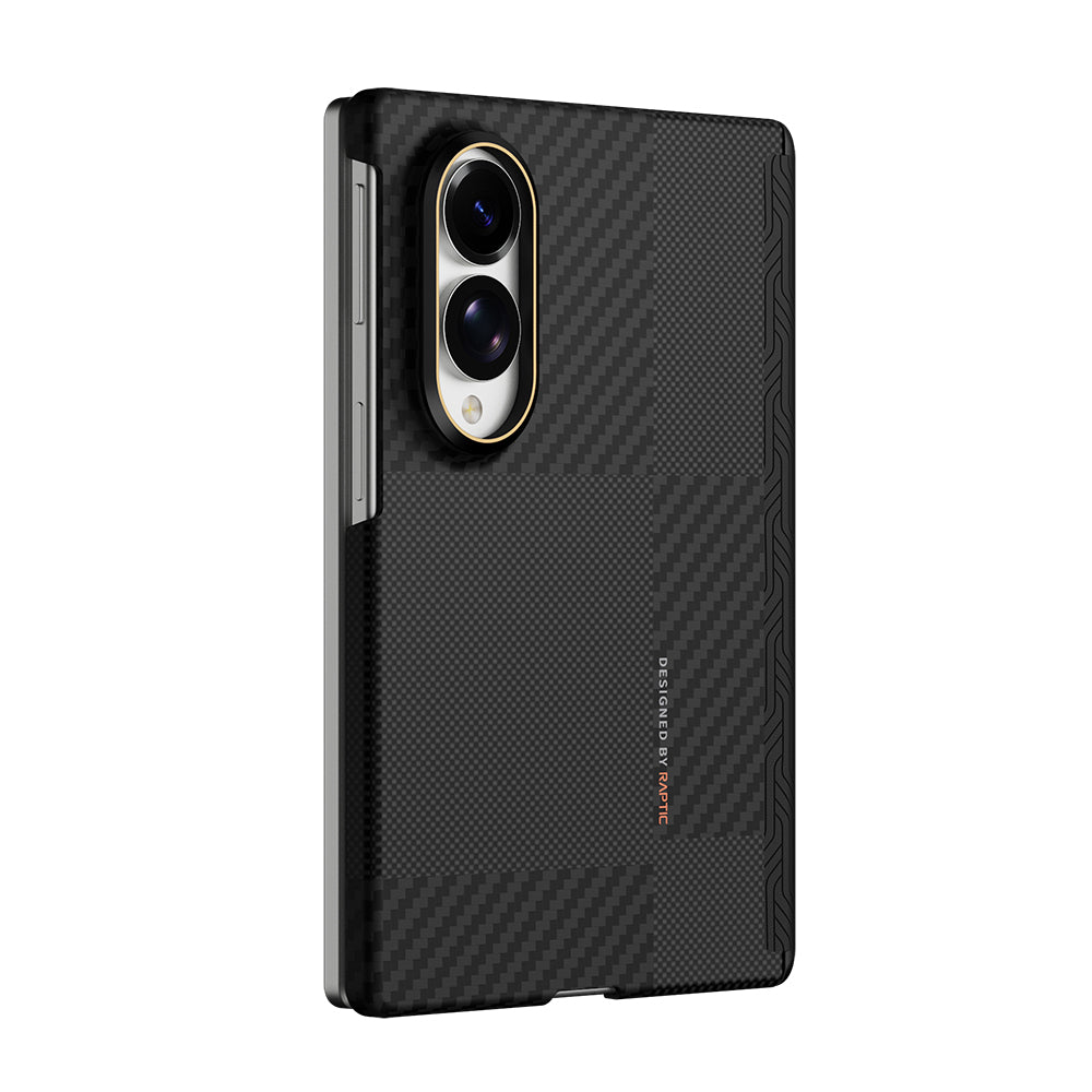 Galaxy Z Fold 8 Kılıf M-safe Şarj Özellikli Metal Kamera Çerçeveli Raptic Aramid SkinPro Serisi Karbon Kılıf