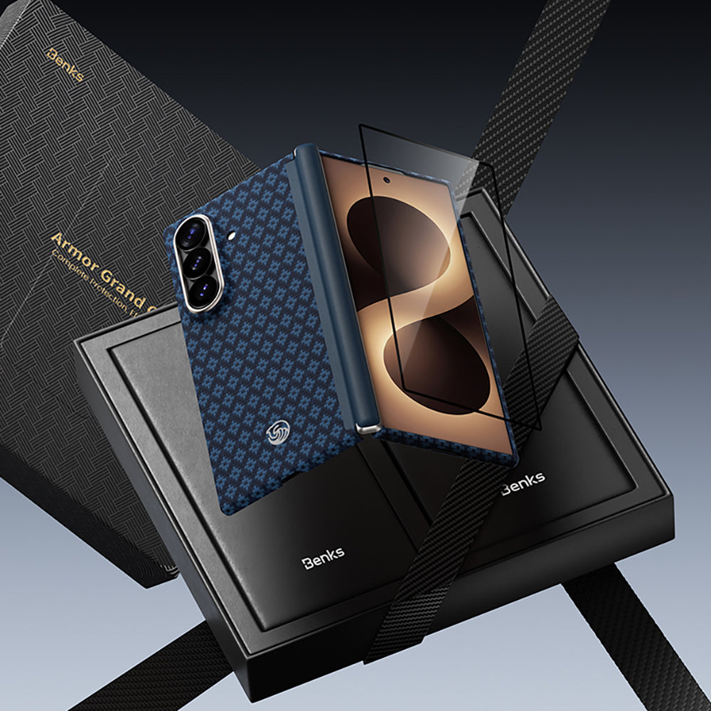 Galaxy Z Fold 8 Ultra Benks ArmorAir ArmorGrid Grand Combo Üçlü Aksesuar Seti (Ön Arka Kevlar Karbon Kılıf + Ekran Koruyucu)