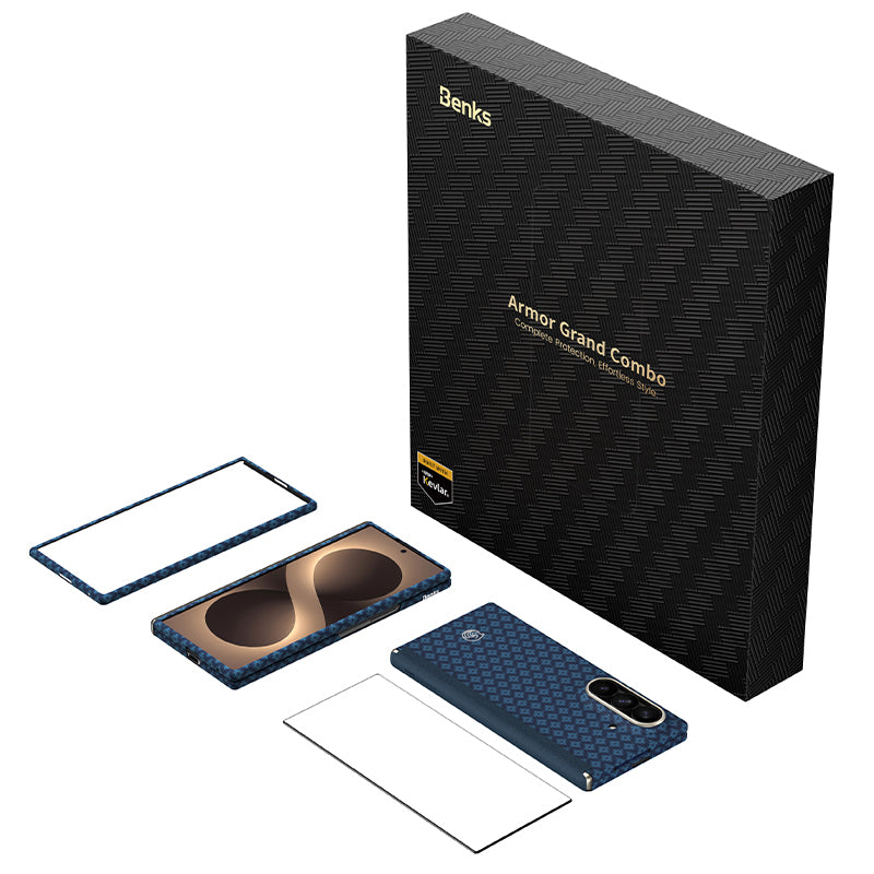 Galaxy Z Fold 8 Ultra Benks ArmorAir ArmorGrid Grand Combo Üçlü Aksesuar Seti (Ön Arka Kevlar Karbon Kılıf + Ekran Koruyucu)
