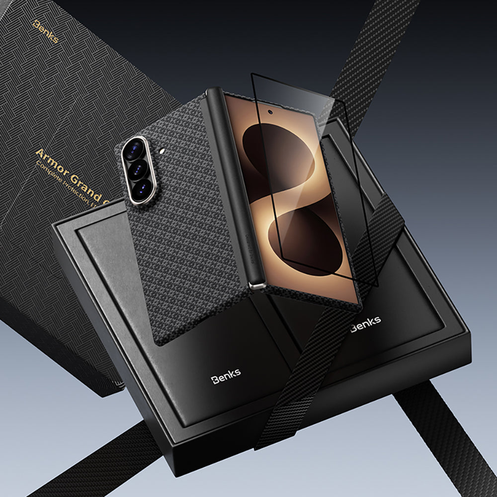 Galaxy Z Fold 8 Ultra Benks ArmorAir ArmorGrid Grand Combo Üçlü Aksesuar Seti (Ön Arka Kevlar Karbon Kılıf + Ekran Koruyucu)