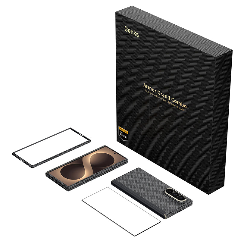 Galaxy Z Fold 8 Ultra Benks ArmorAir ArmorGrid Grand Combo Üçlü Aksesuar Seti (Ön Arka Kevlar Karbon Kılıf + Ekran Koruyucu)
