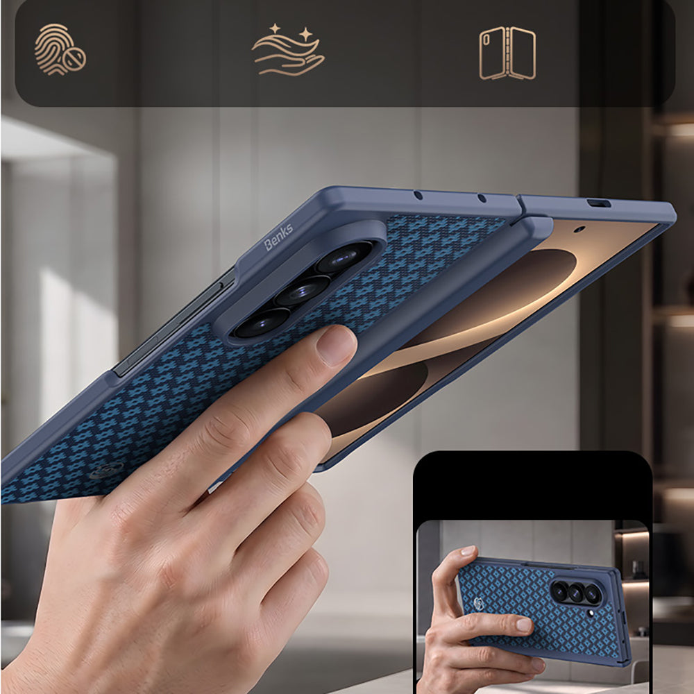 Galaxy Z Fold 8 Ultra Benks ArmorPro ArmorGrid Grand Combo Üçlü Aksesuar Seti (Ön Arka Kevlar Karbon Kılıf + Ekran Koruyucu)
