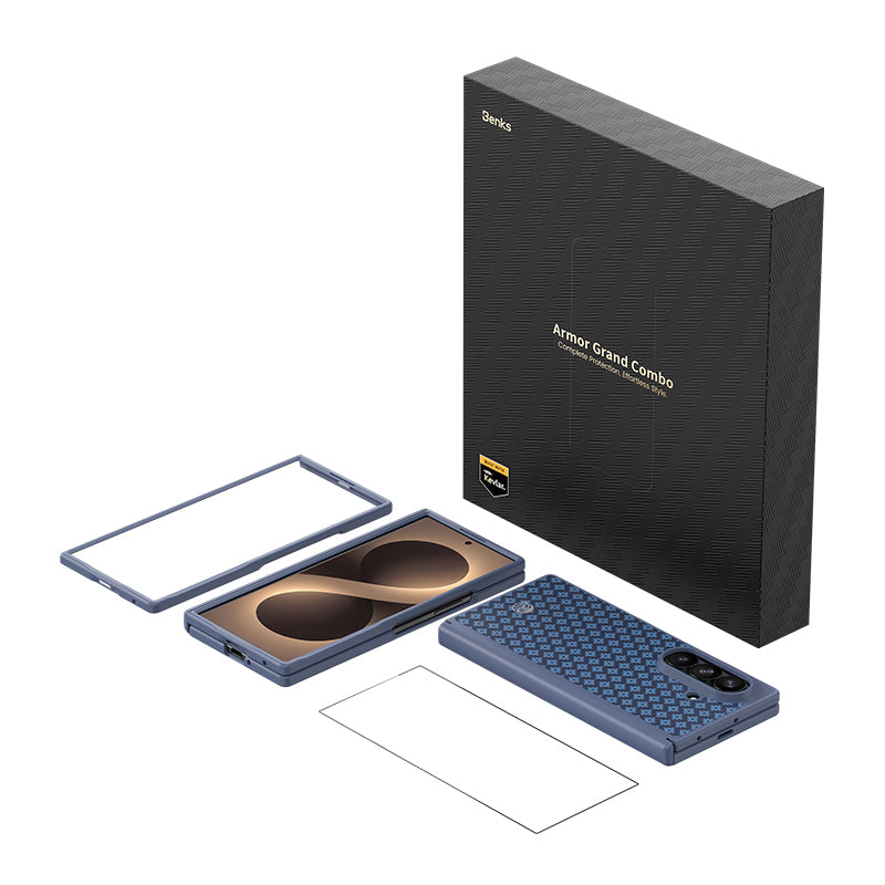 Galaxy Z Fold 8 Ultra Benks ArmorPro ArmorGrid Grand Combo Üçlü Aksesuar Seti (Ön Arka Kevlar Karbon Kılıf + Ekran Koruyucu)
