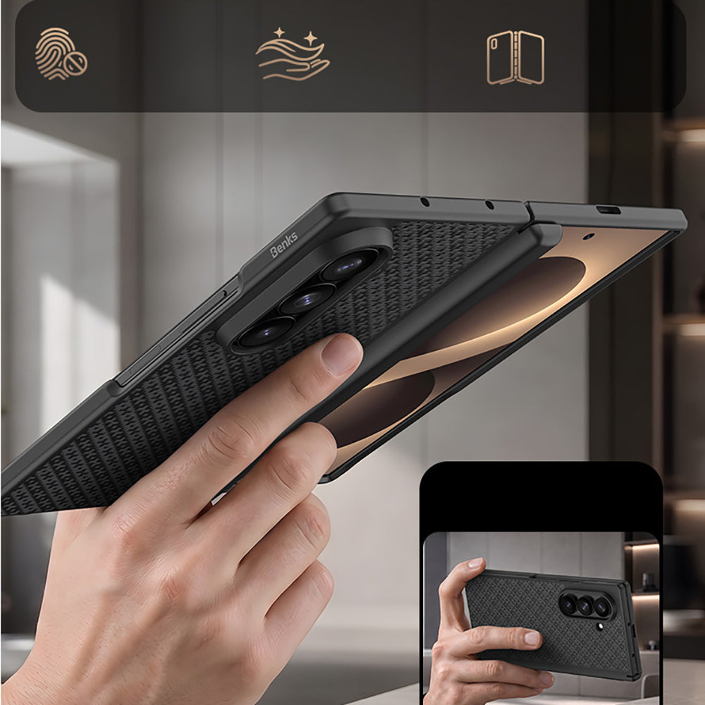 Galaxy Z Fold 8 Ultra Benks ArmorPro ArmorGrid Grand Combo Üçlü Aksesuar Seti (Ön Arka Kevlar Karbon Kılıf + Ekran Koruyucu)