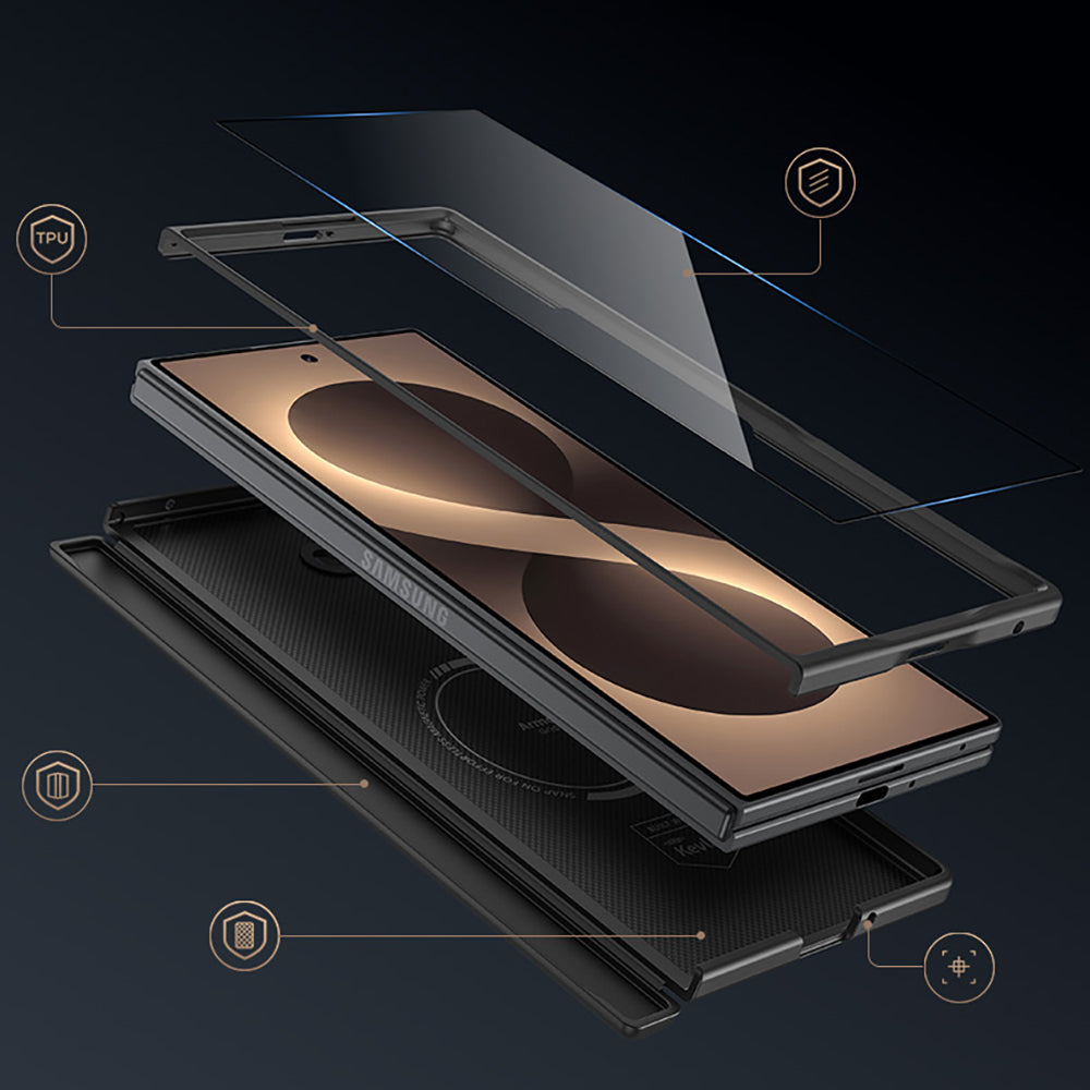 Galaxy Z Fold 8 Ultra Benks ArmorPro ArmorGrid Grand Combo Üçlü Aksesuar Seti (Ön Arka Kevlar Karbon Kılıf + Ekran Koruyucu)