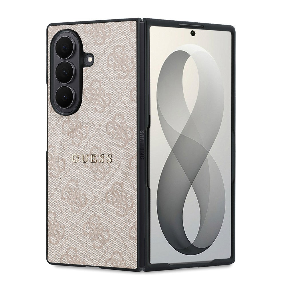 Galaxy Z Fold 8 Ultra Kılıf Guess Orijinal Lisanslı M-safe Şarj Özellikli 4G Desenli Yazı Logolu PU Deri Kılıf
