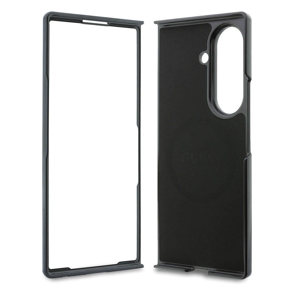 Galaxy Z Fold 8 Ultra Kılıf Guess Orijinal Lisanslı M-safe Şarj Özellikli 4G Desenli Yazı Logolu PU Deri Kılıf