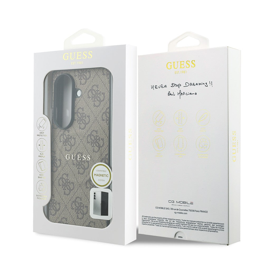 Galaxy Z Fold 8 Ultra Kılıf Guess Orijinal Lisanslı M-safe Şarj Özellikli 4G Desenli Yazı Logolu PU Deri Kılıf