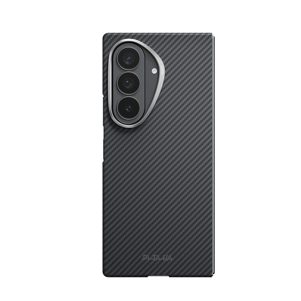 Galaxy Z Fold 8 Ultra Kılıf M-safe Şarj Özellikli 600D Aramid Karbon Fiber Pitaka Edge Serisi Black-Grey Twill Kılıf