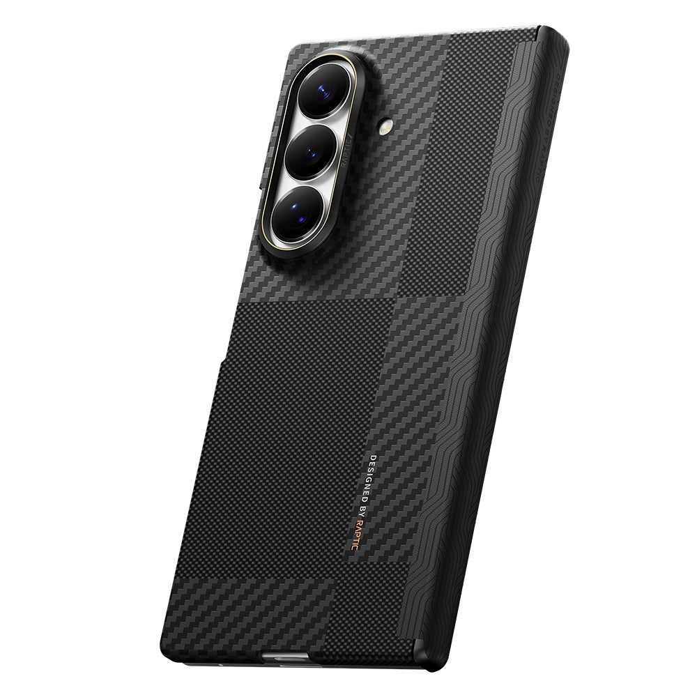 Galaxy Z Fold 8 Ultra Kılıf M-safe Şarj Özellikli Metal Kamera Çerçeveli Raptic Aramid SkinPro Serisi Karbon Kılıf