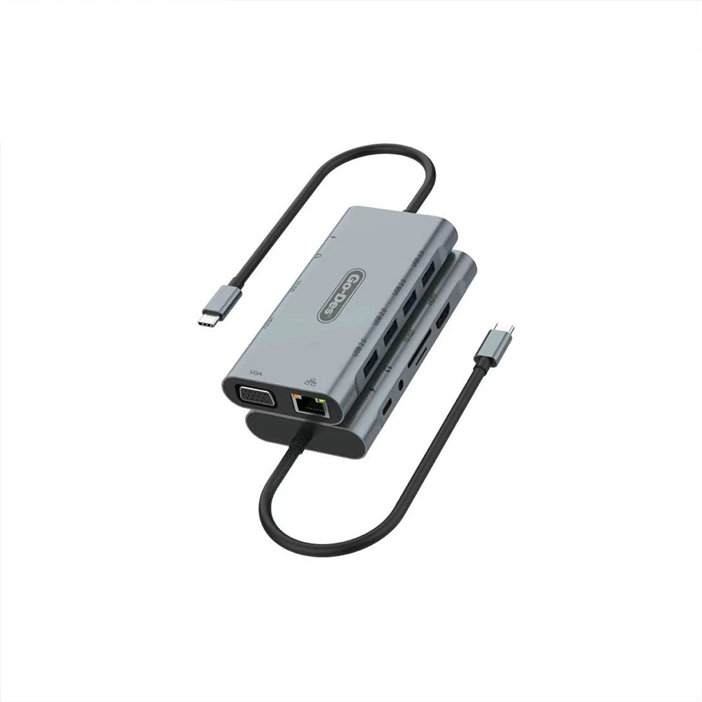Go Des GD-6907 11 in 1 Type-C Hub SD Kart-RJ45-HDMI-VGA-Usb Çoğaltıcı