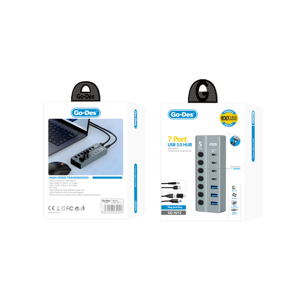 Go Des GD-9212 7 in 1 Çoklu Type-C ve USB Hub