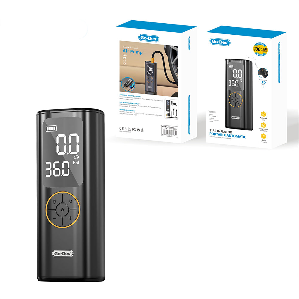 Go Des GD-B638 LED Işıklı Araç Hava Kompresörü ve Powerbank 12V
