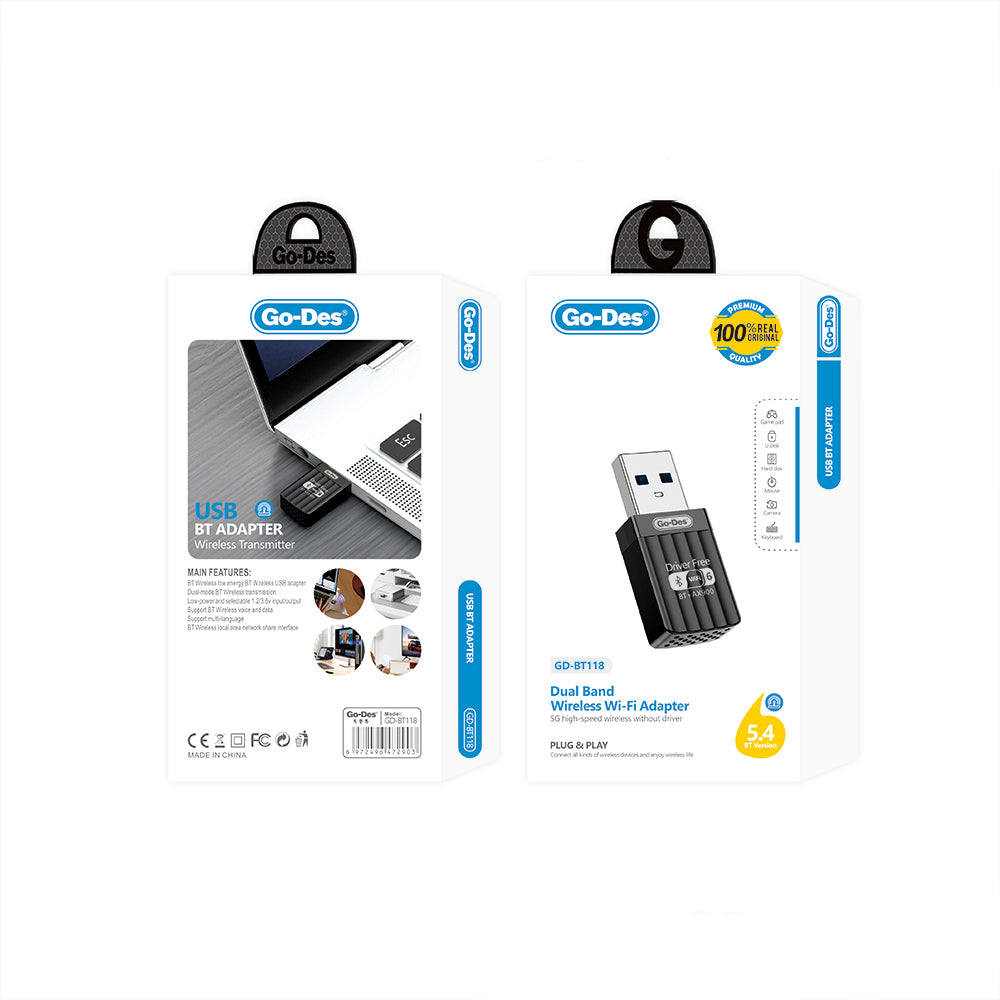 Go Des GD-BT118 Çift Band WİFİ - Bluetooth USB Adaptör