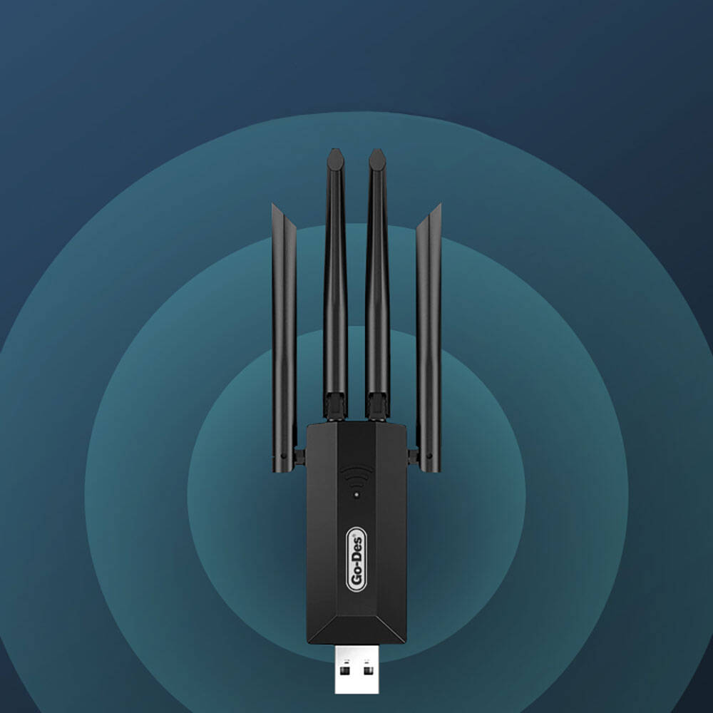 Go Des GD-BT318 Çift Bantlı 1200m 300Mbps 4 Antenli Kablosuz İnternet Sağlayıcı USB WiFi Adaptör