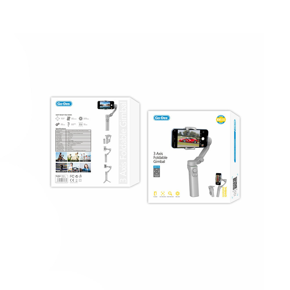 Go Des GD-F5 3 Eksenli El Tipi Yüz Tanıma Takip Özellikli Gimbal Stabilizatör