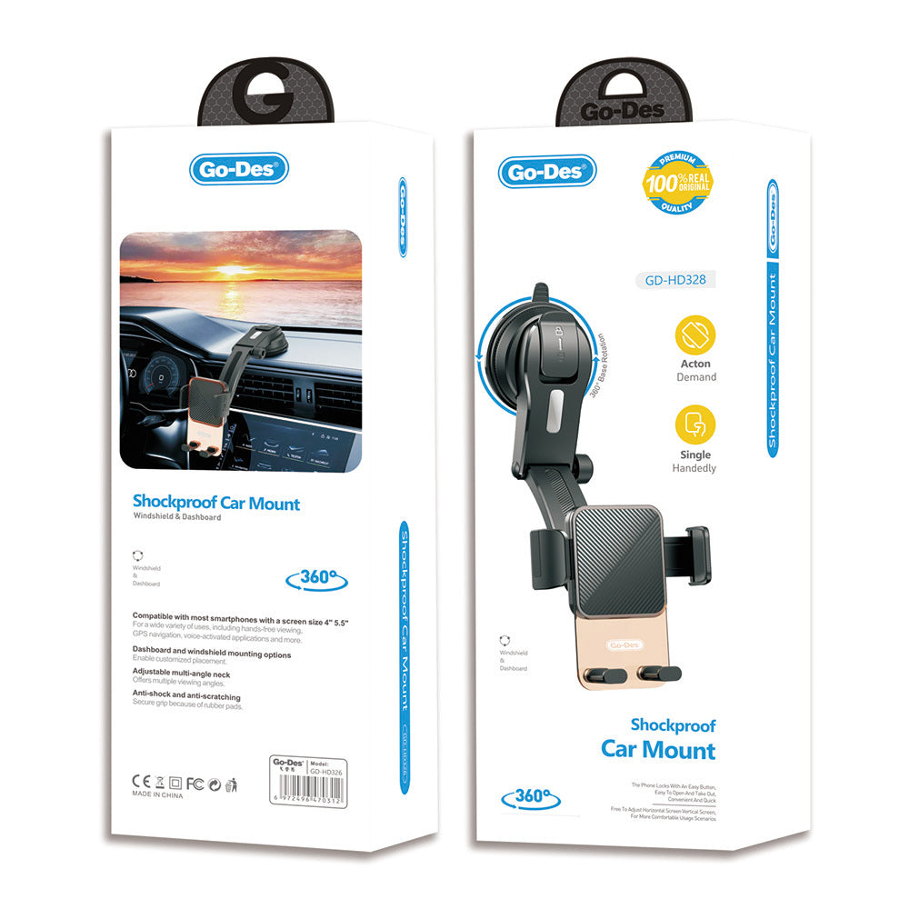 Go Des GD-HD328 360 Derece Dönebilen Vakumlu Tasarım Araç İçi Telefon Tutucu