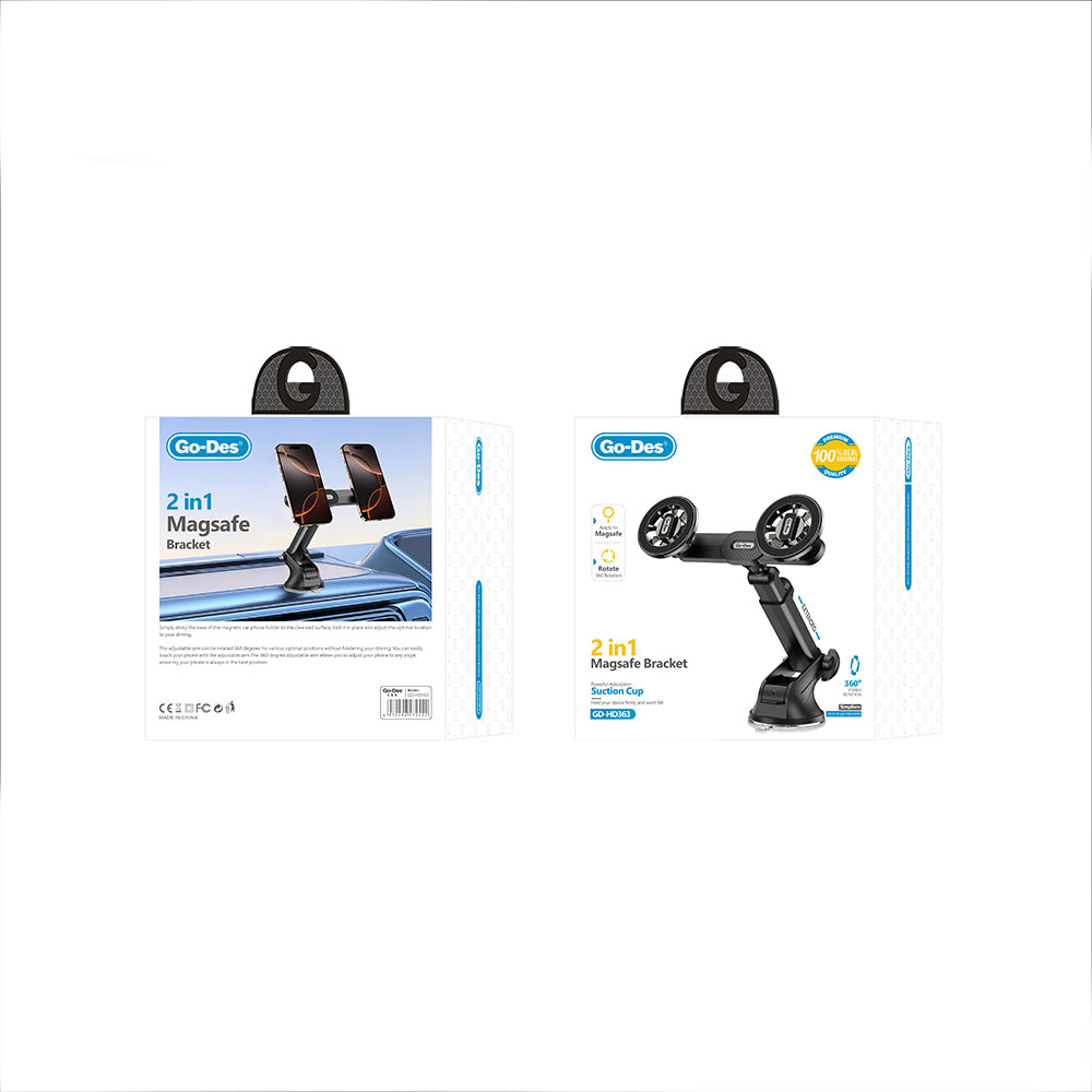 Go Des GD-HD363 360 Derece Dönebilen Uzatılabilir 2in1 Araç Telefon Tutucu