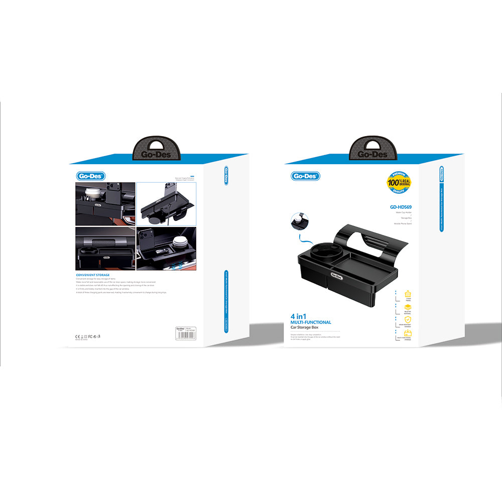 Go Des GD-HD569 4in1 Araç İçi Çok Amaçlı Bardaklıklı Telefon Bölmeli Konsol
