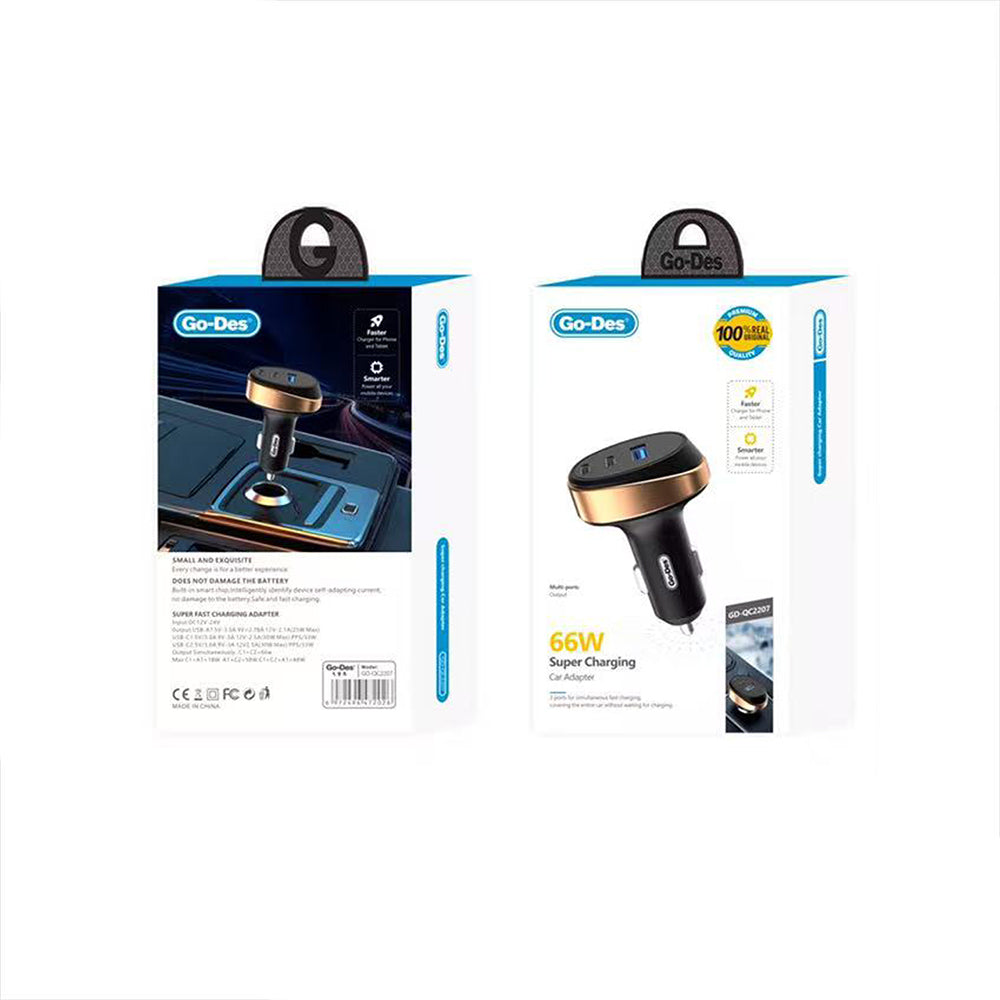 Go-Des GD-QC2207 PD 66W Hızlı Şarj Özellikli Araç Şarj Başlığı