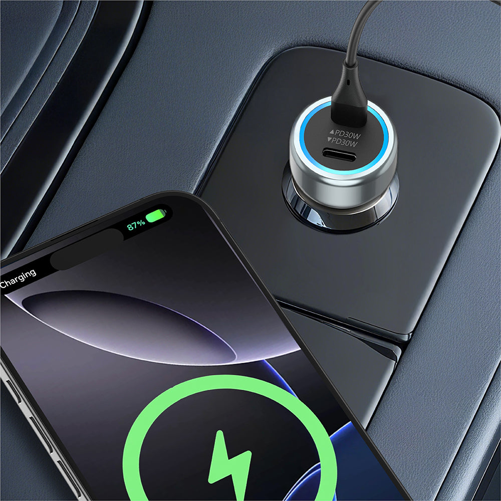 Go Des GD-QC2208 Hızlı Şarj Özellikli LED Aydınlatmalı Araç Şarj Başlığı 30W