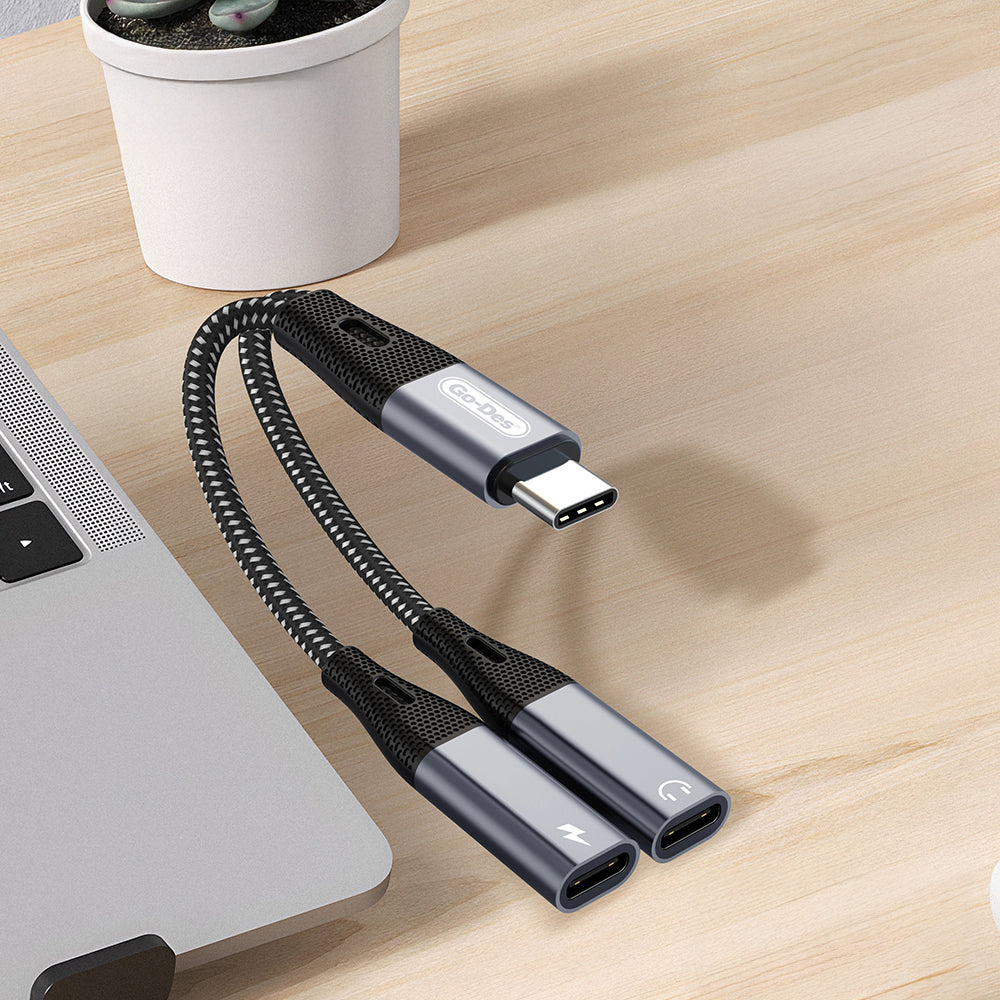 Go Des GD-UC163 Type-C 2in1 Şarj ve Ses Kablosu