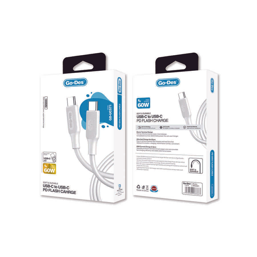 Go Des GD-UC571 Type-C to Type-C PD Hızlı Şarj Kablosu 60W 1 Metre