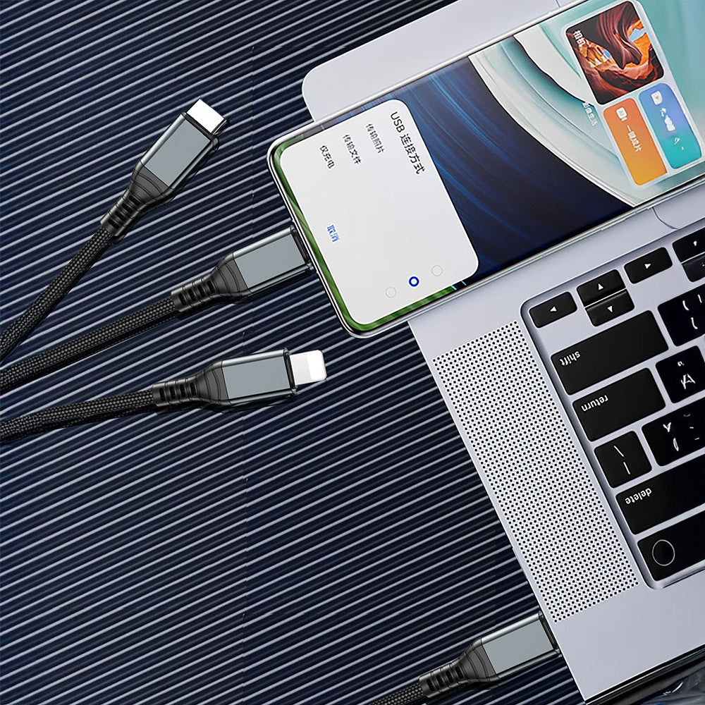 Go-Des GD-UC617 3in1 Type-C to Lightning – Type-C – Type-C Ultra Hızlı PD Şarj Kablosu 100W 1.2M