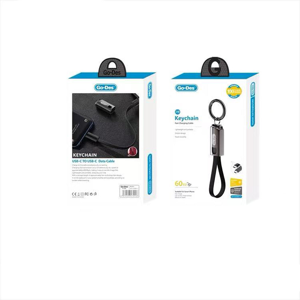 Go-Des GD-UC683 Type-C to Type-C Hızlı Şarj Özellikli Anahtarlık Data ve Şarj Kablosu 60W