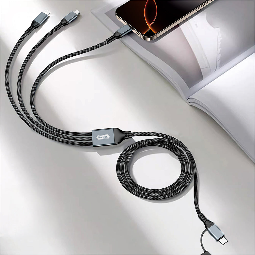 Go Des GD-UC806 3in2 Lightning – Type-C – Type-C Hızlı Şarj Kablosu 100W 1M