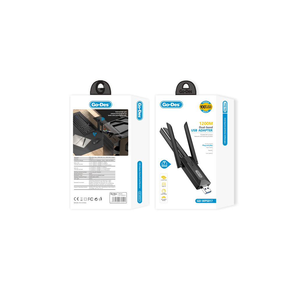 Go-Des GD-WPS017 Wi-Fi USB Adaptörü 1200Mbps