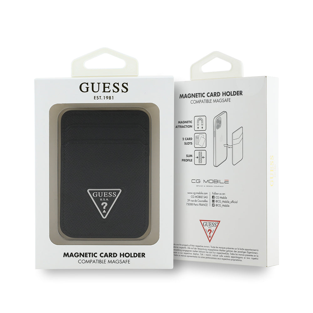Guess Orijinal Lisanslı 2 Hazneli Üçgen Logolu Deri Magnetik Kartlık