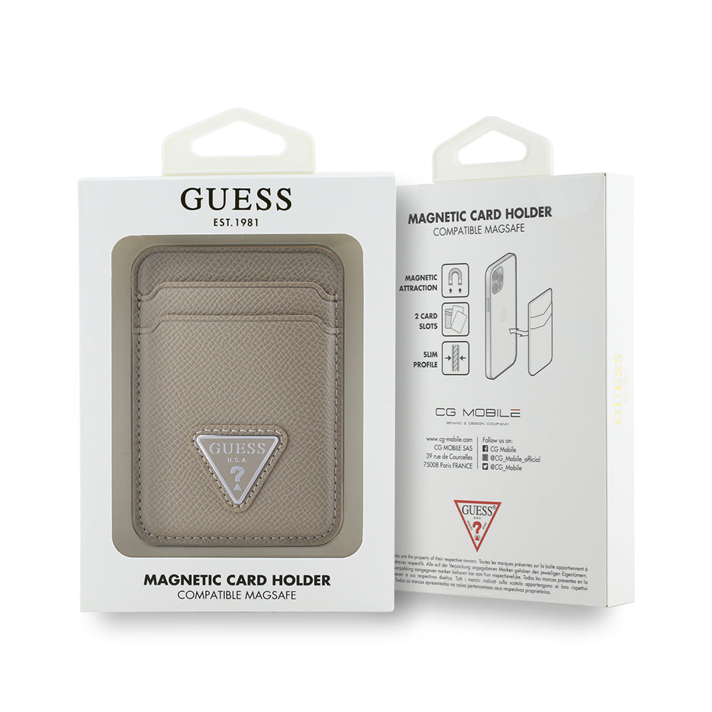 Guess Orijinal Lisanslı 2 Hazneli Üçgen Logolu Deri Magnetik Kartlık