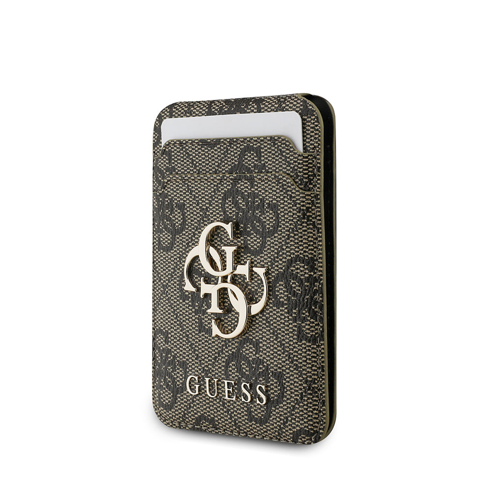 Guess Orijinal Lisanslı PU Deri 4G Desenli Metal Büyük 4G ve Yazı Logolu Standlı Magnetik Kartlık