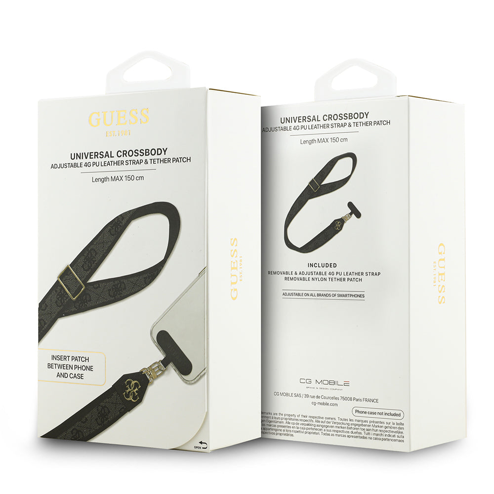 Guess Orijinal Lisanslı 4G Desen ve Metal Logolu Çapraz Vücut Telefon Askı Kayışı 150cm