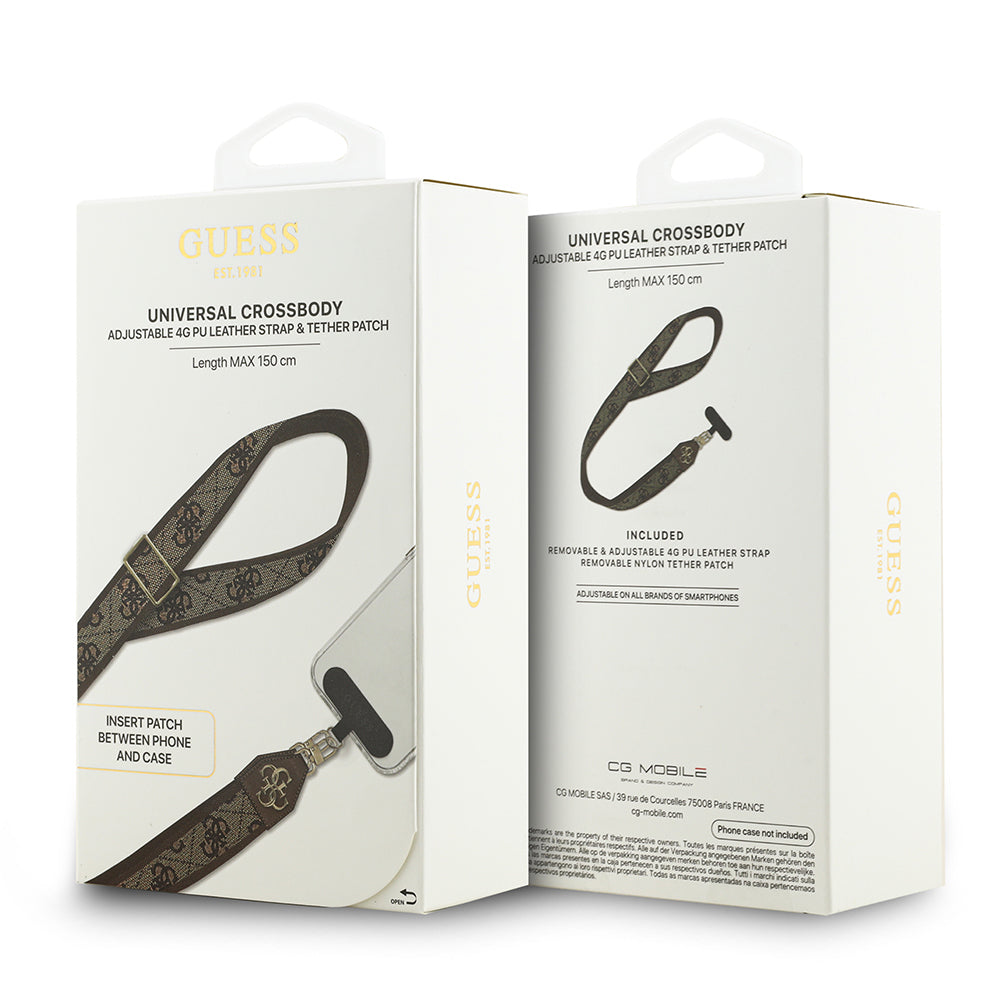 Guess Orijinal Lisanslı 4G Desen ve Metal Logolu Çapraz Vücut Telefon Askı Kayışı 150cm