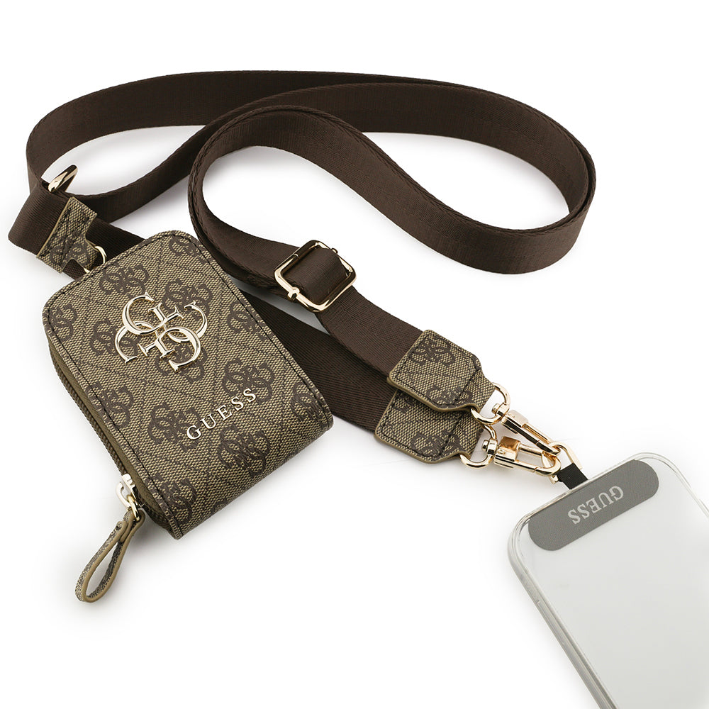 Guess Orijinal Lisanslı 4G Desenli Büyük Metal Logolu Omuz Askılı Purse El Çantası
