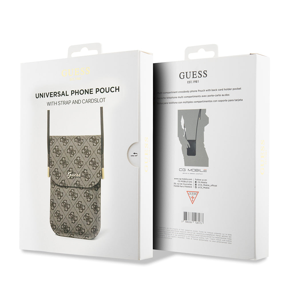 Guess Orijinal Lisanslı 4G Desenli Metal Yazı Logolu Askılı Mıknatıs Kılıflı Çanta