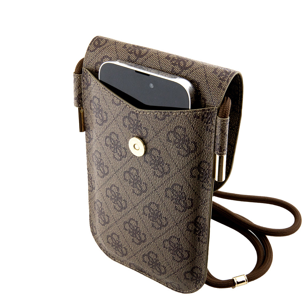 Guess Orijinal Lisanslı 4G Desenli Askılı Mıknatıs Kılıflı Çanta