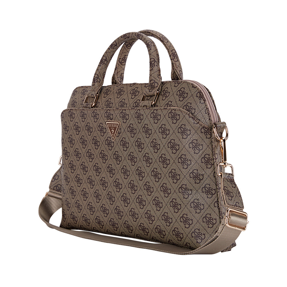 Guess Orijinal Lisanslı 4G Desenli Üçgen Logolu Omuz Askılı 15 inç Laptop Çantası