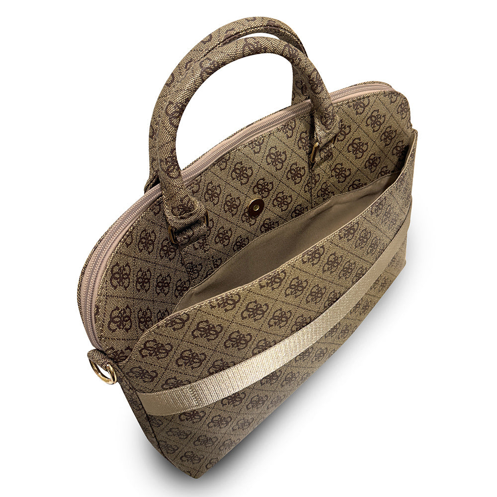 Guess Orijinal Lisanslı 4G Desenli Üçgen Logolu Omuz Askılı 15 inç Laptop Çantası