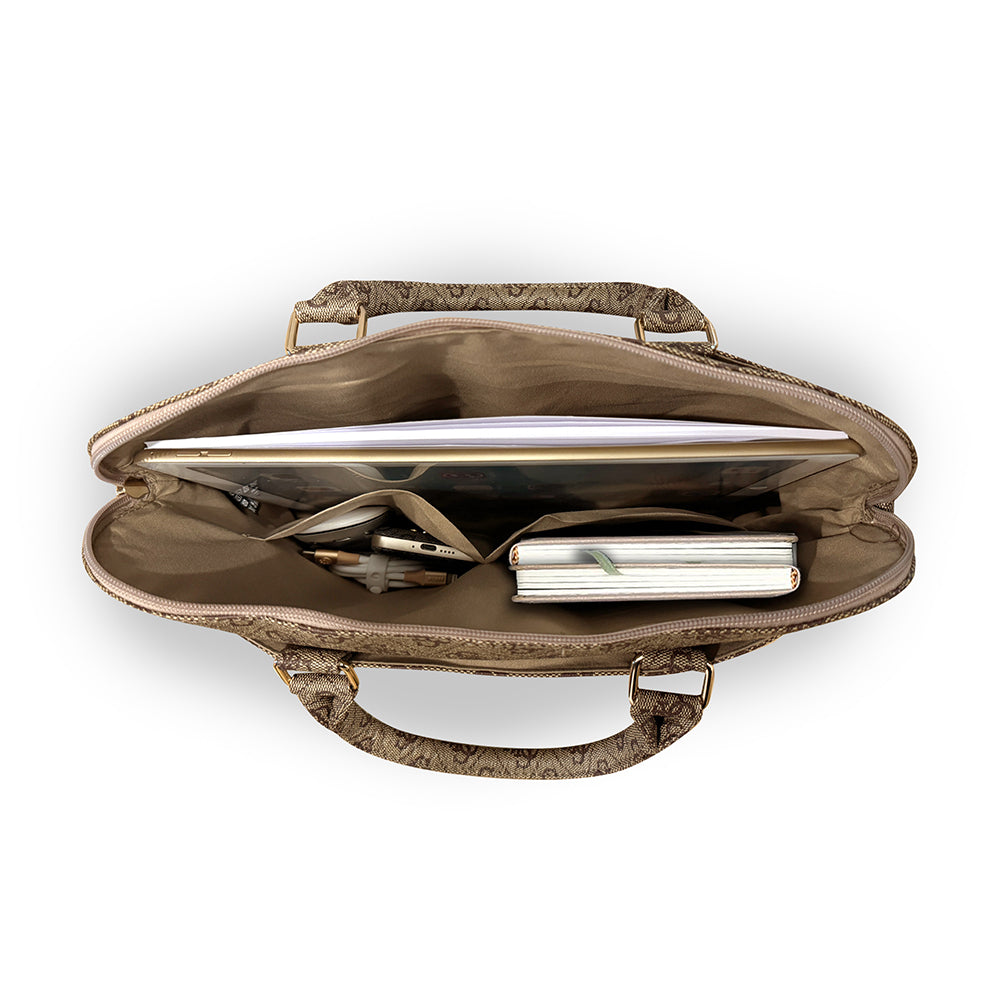 Guess Orijinal Lisanslı 4G Desenli Üçgen Logolu Omuz Askılı 15 inç Laptop Çantası